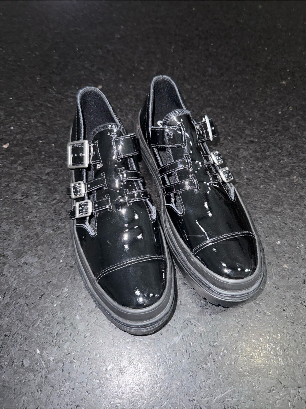 NEW CONVERSE BLACK PATENT CHUCK TAYLOR ALL STAR LUGGED HEEL MARY JANE PLATFORM 8 - Picture 5 of 14